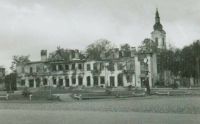 Pl. Piłsudskiego - płonący budynek, 1939 rok