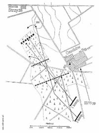 Mapa, przedstawiająca atak niemieckiego 73 pp na Osuchów w dniu 11 września 1939 r. Źródło: www. odkrywca. pl -...